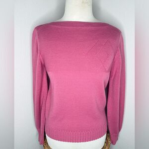 VTG Lacoste Sweater Pink Crew Neck vintage boat neck style knit Diamond logo